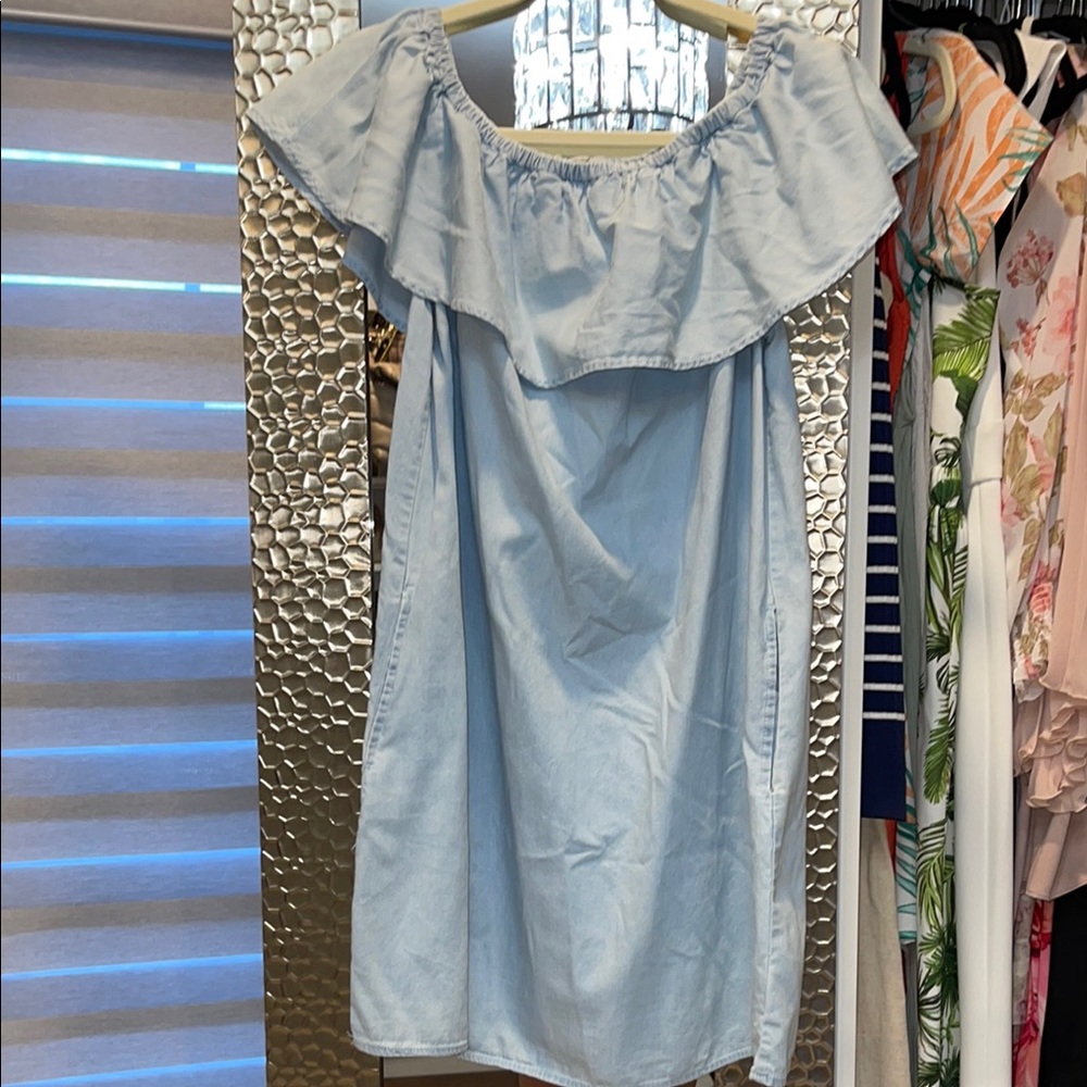 Vanilla Star Light Blue Ruffle Mini Dress